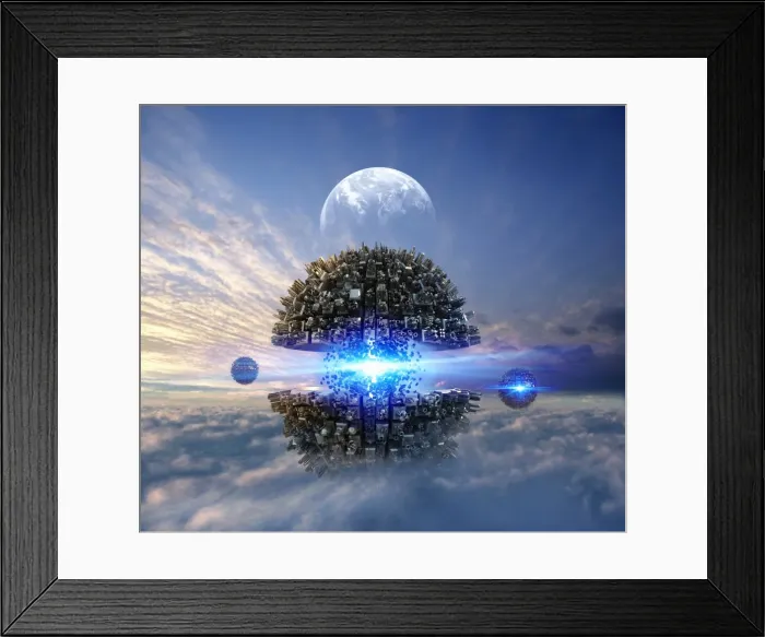 Framed Print : Hi-tech new world forming