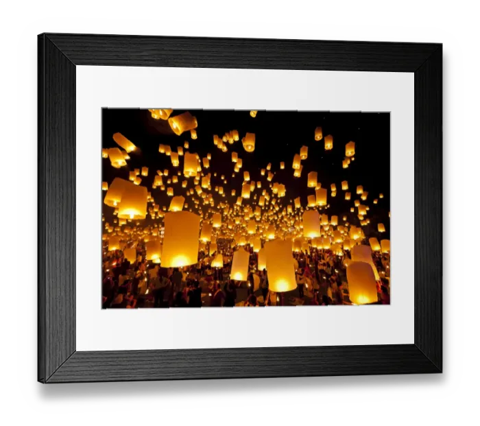 Framed Print : Hot air fire lantern