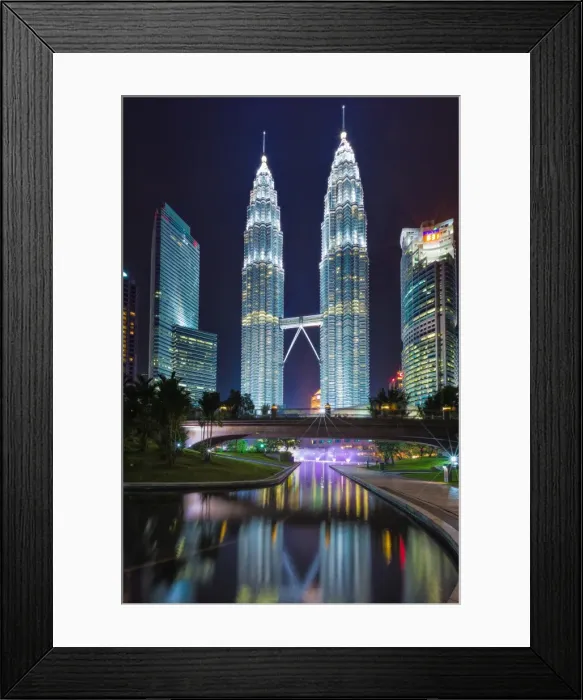 Framed Print : architecture, asia, asian, attraction, blue, bridge, building, business, center, centre
