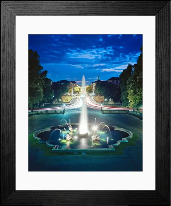 Framed Print : Fountain with Prinzregenten Street Munich at dawn Framed Print : Fountain with Prinzregenten Street Munich at dawn
