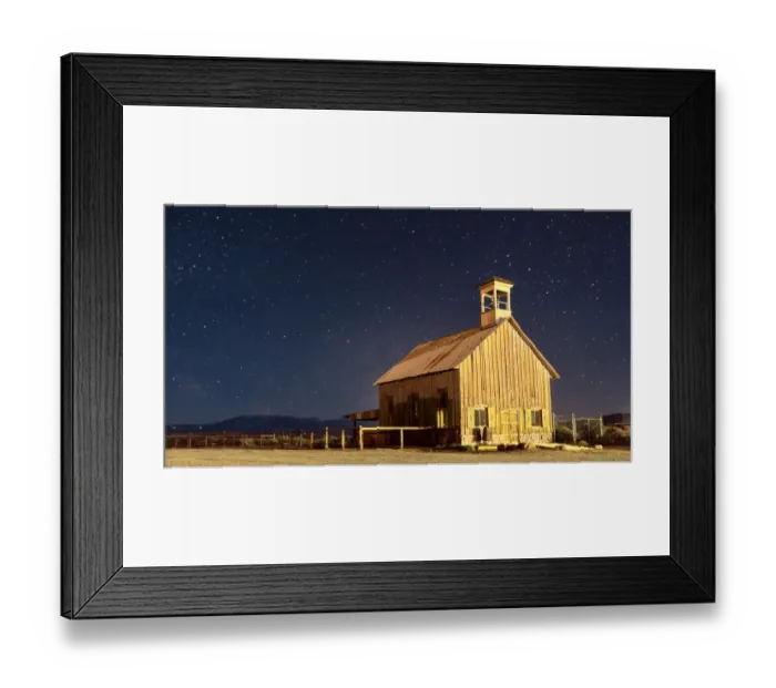 Framed Print : Old Church in Moab with Stars at night