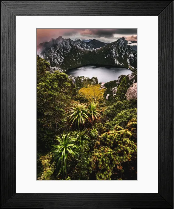 Framed Print : Sunrise over Lake Oberon in Western Arthurs, Southwest Tasmania