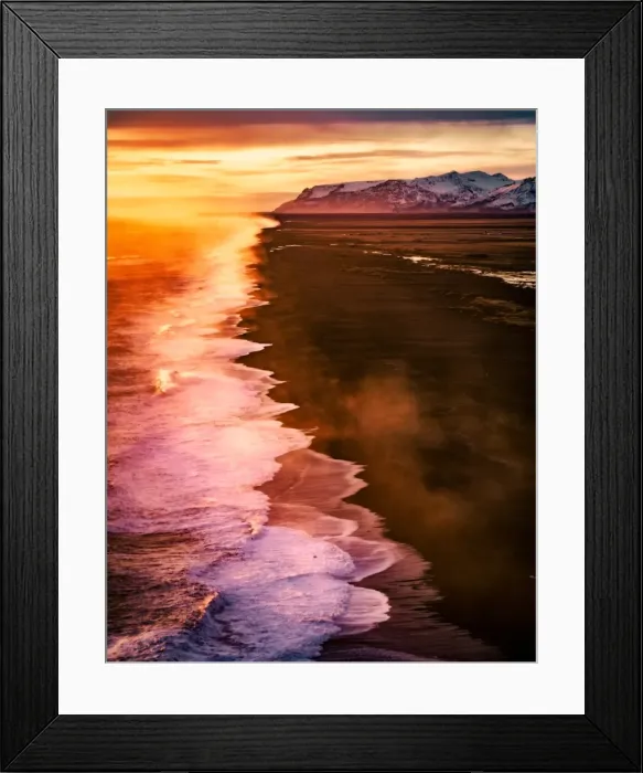 Framed Print : Black lava Beaches of South Iceland