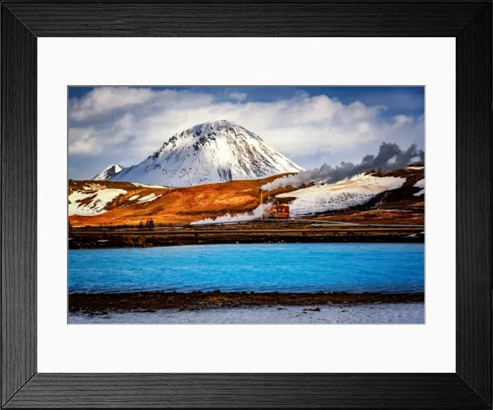 Framed Print : Blue Lake and Geothermal Energy Plant Framed Print : Blue Lake and Geothermal Energy Plant