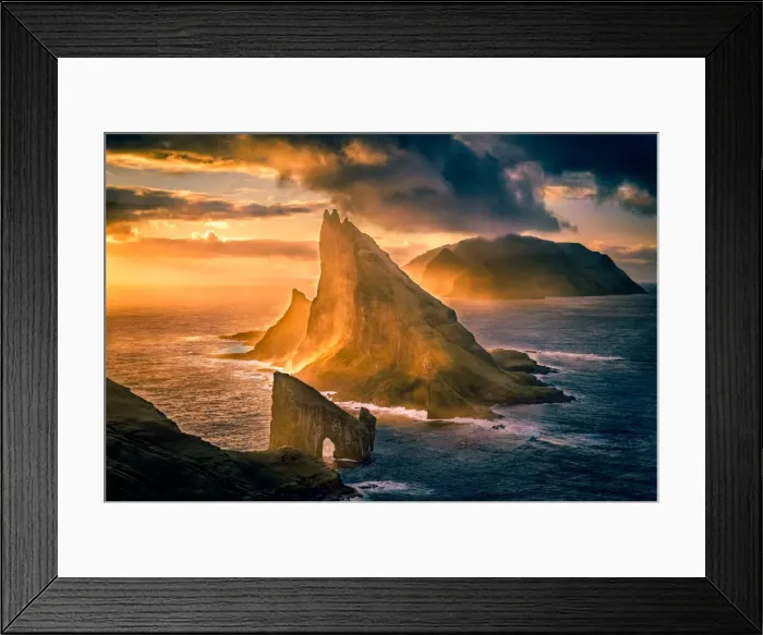 Framed Print : Drangarnir and Tindholmur