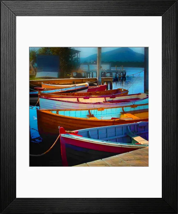 Framed Print : Colorful wooden boats