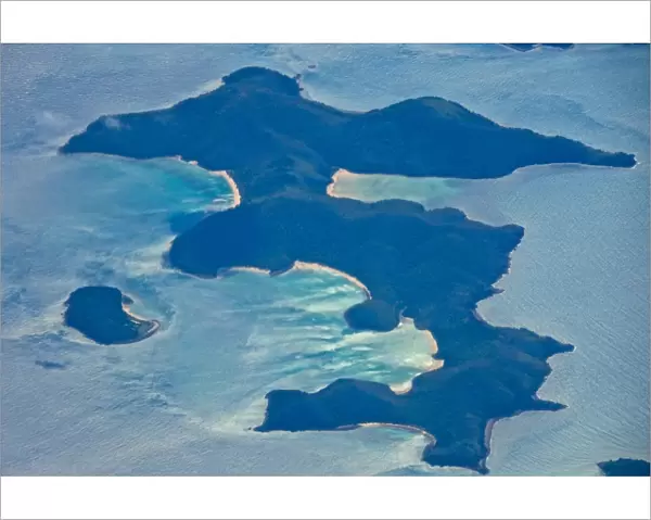 Smith Islands National Park in Great Barrier Reef in Australia daytime aerial view from airplane