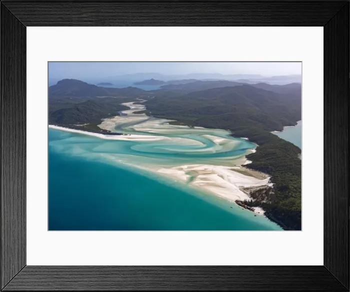 Framed Print : distance, exterior views, hilly landscape, hilly, meander, ocean, out, river course