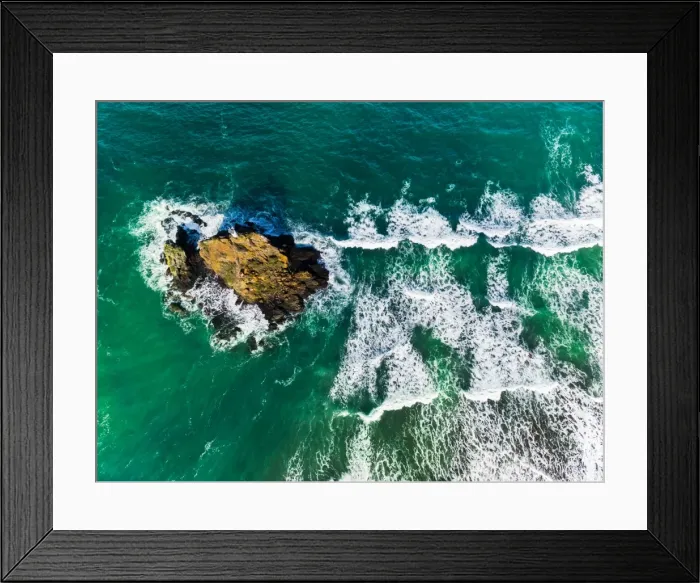 Framed Print : Top View Of Whatipu Lighthouse and Sea Waves Breaking