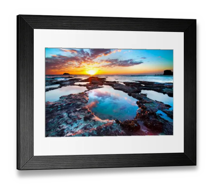 Framed Print : Maori Bay. Pools at Maori Bay, Auckland, New Zealand