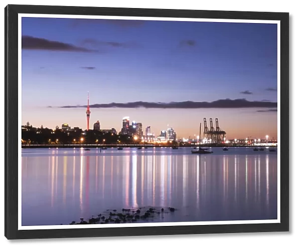 Blue hour after sunset over Auckland