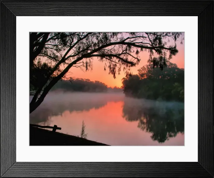 Framed Print : Misty sunrise