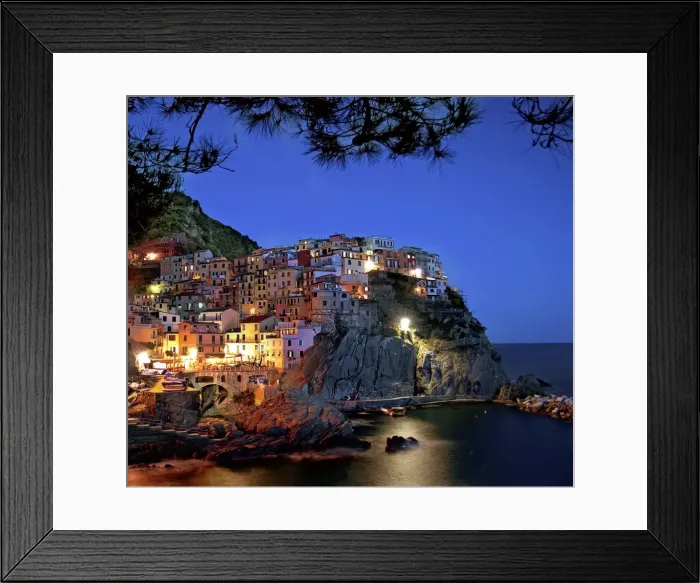 Framed Print : Night lights of Cinque Terre