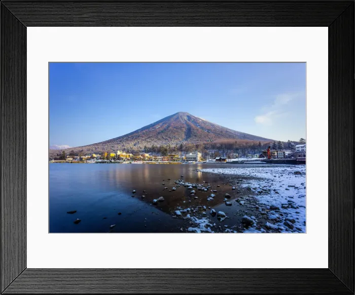 Framed Print : Mt. Nantai viewing from Lake Chuzenji, in a fine late winter morning Framed Print : Mt. Nantai viewing from Lake Chuzenji, in a fine late winter morning