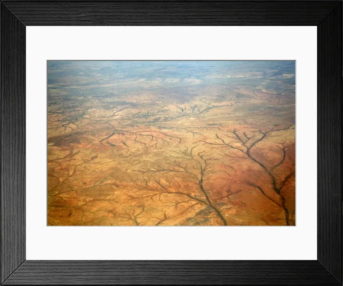 Framed Print : Aerial photo of riverbeds in western Australia