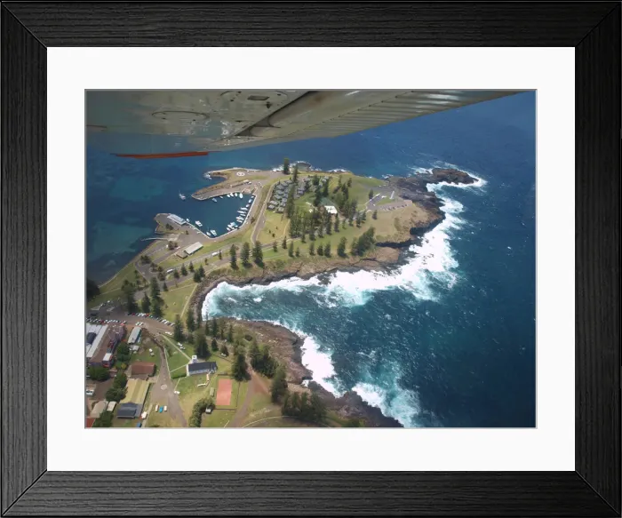 Framed Print : Aerial view of coastline and harbour Kiama