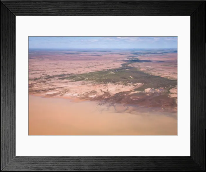 Framed Print : Aerial view of Strezlecki Desert flood, Australia Framed Print : Aerial view of Strezlecki Desert flood, Australia