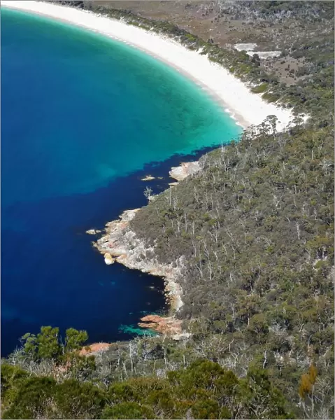 View to Hawksnest Cove and Wineglass Bay, Freycinet National Park, Tasmania