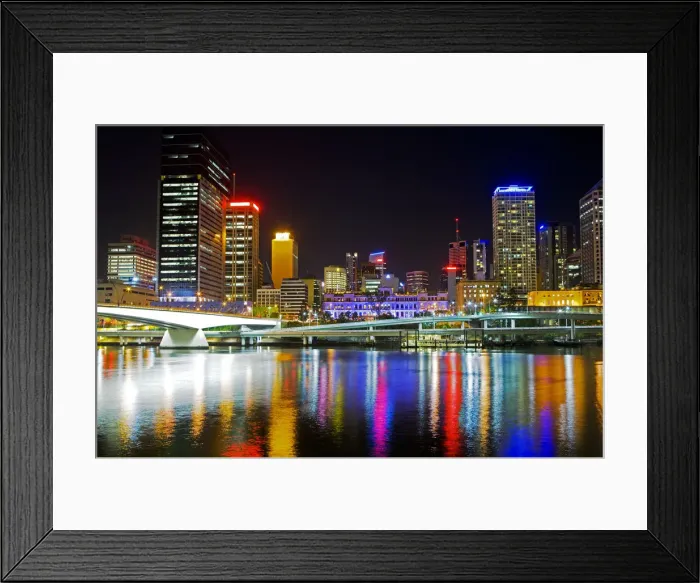 Framed Print : City skyline and Brisbane River