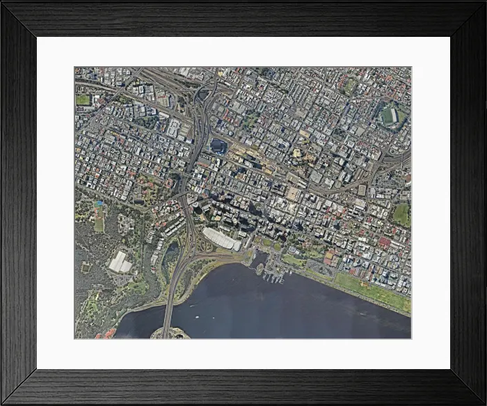 Framed Print : Downtown view from above