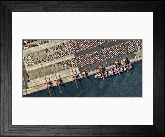 Framed Print : Port Botany, Botany Bay, Sydney, New South Wales, Australia, container ship, pier, port machinery, port cranes, multi-colored sea containers Framed Print : Port Botany, Botany Bay, Sydney, New South Wales, Australia, container ship, pier, port machinery, port cranes, multi-colored sea containers