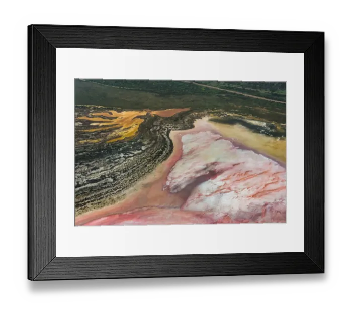 Framed Print : Aerial view of the Hutt Lagoon (pink lake) in australia