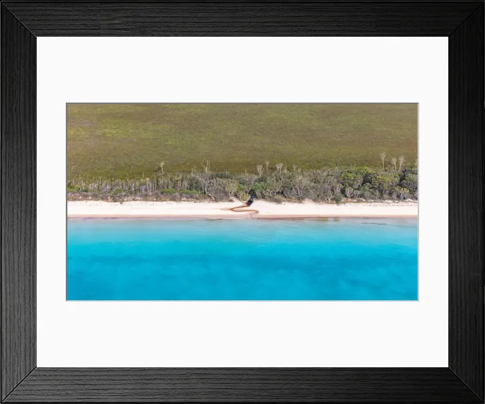 Framed Print : Aerial view of Moreton Island where sea meets forest Framed Print : Aerial view of Moreton Island where sea meets forest