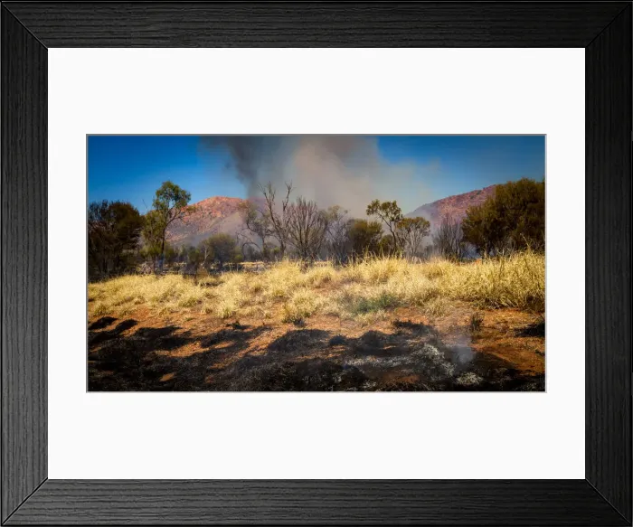 Framed Print : Smoke from grass fires in a rural landscape Framed Print : Smoke from grass fires in a rural landscape