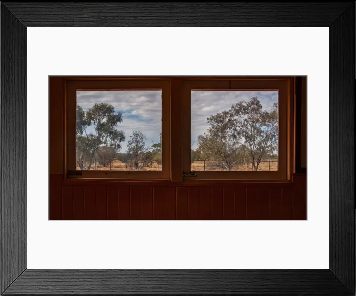 Framed Print : An arid landscape framed by train windows Framed Print : An arid landscape framed by train windows