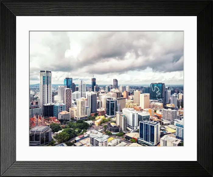 Framed Print : Drone photo of Brisbane city