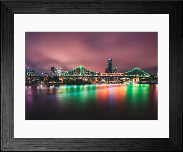 Framed Print : Brisbane bridge in the night