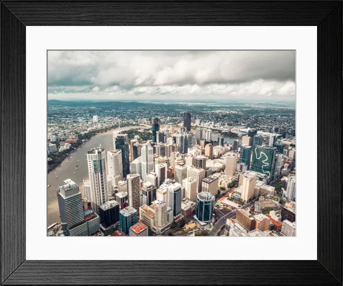 Framed Print : Drone photo of Brisbane city