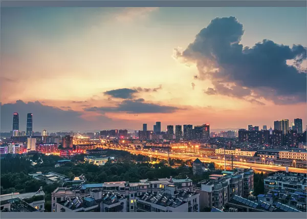 Sunset view and Cityscape of Kunming, Yunnan, China