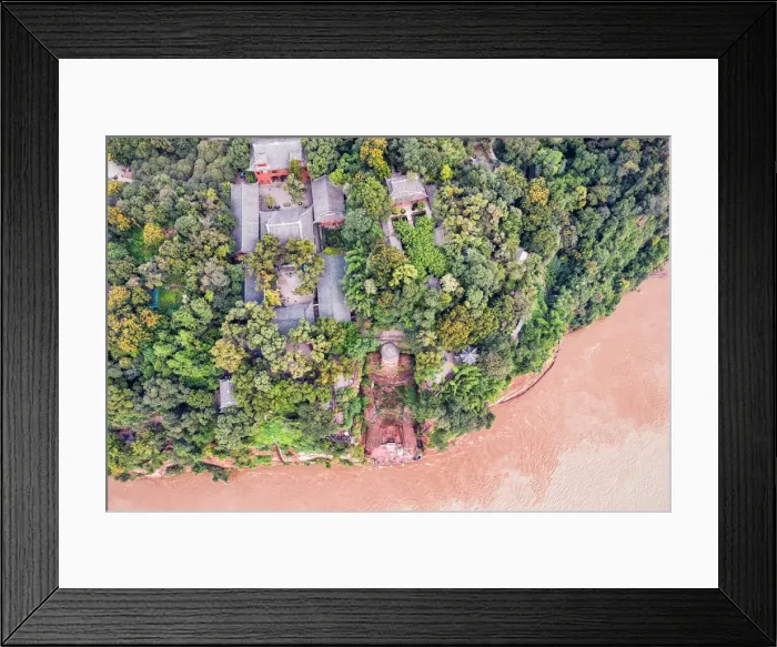 Framed Print : Drone photo of the Leshan Giant Buddha