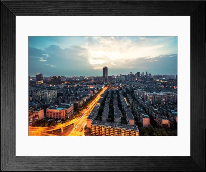 Framed Print : Night view of Chengdu city, China