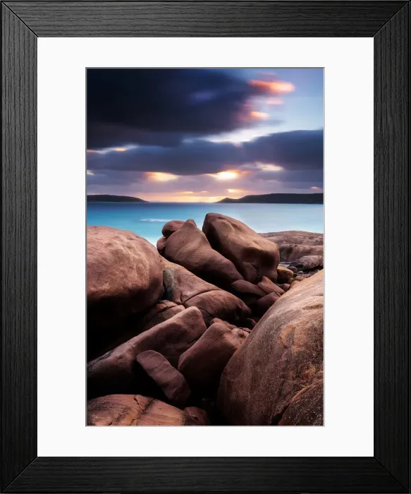 Framed Print : Long exposure sunset Twilight beach Framed Print : Long exposure sunset Twilight beach