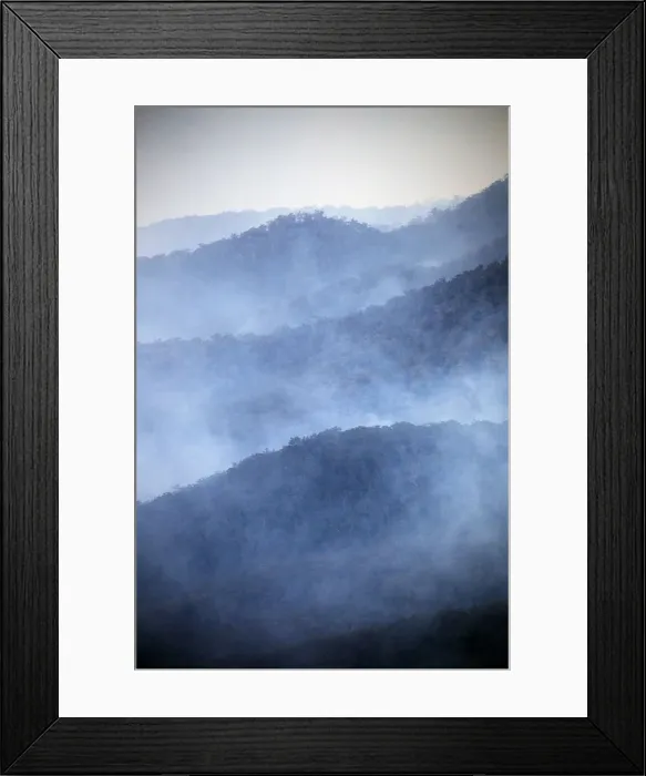Framed Print : Smoke in the valley, Blue Mountains National Park Framed Print : Smoke in the valley, Blue Mountains National Park