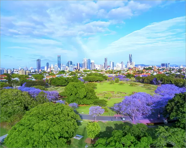 Aerial View overlooking Brisbane City Australia