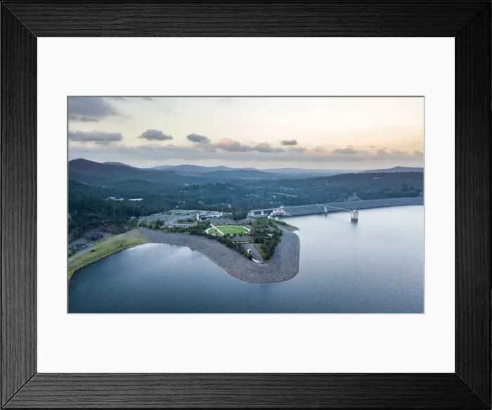 Framed Print : Hinze Dam. The Hinze Dam is a rock and earth-fill embankment dam with an Framed Print : Hinze Dam. The Hinze Dam is a rock and earth-fill embankment dam with an