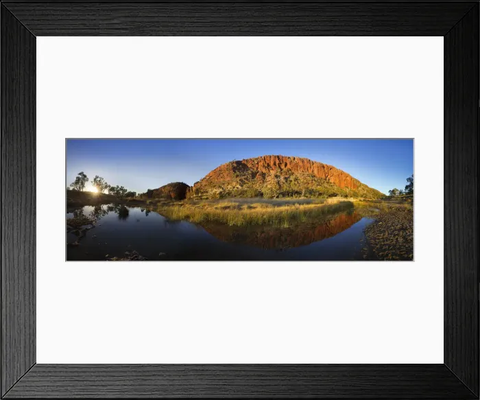 Framed Print : Sunrise at Glen Helen Gorge with Finke River, West MacDonnell Ranges, Northern Territory
