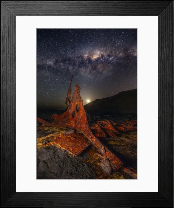 Framed Print : Milky Way Over old Ship Wreck