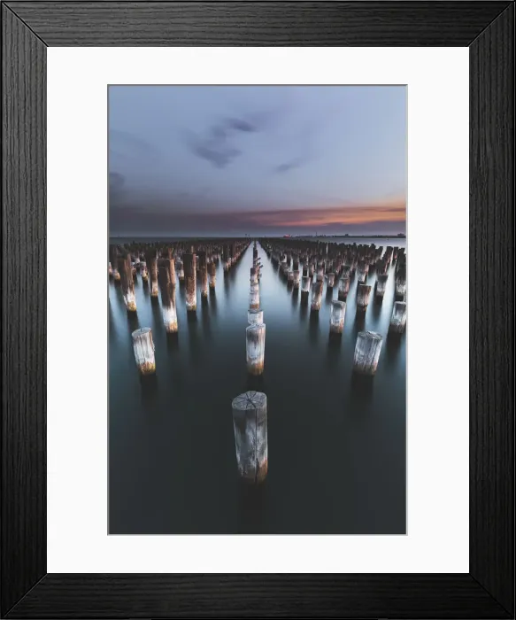Framed Print : Wooden Pylons of Old Pier Framed Print : Wooden Pylons of Old Pier