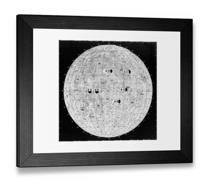 Framed Print : Apollo Landing Site Chart