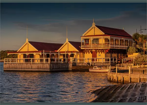 The Hopkins river and historic boathouse, Warrnambool, Victoria, Australia