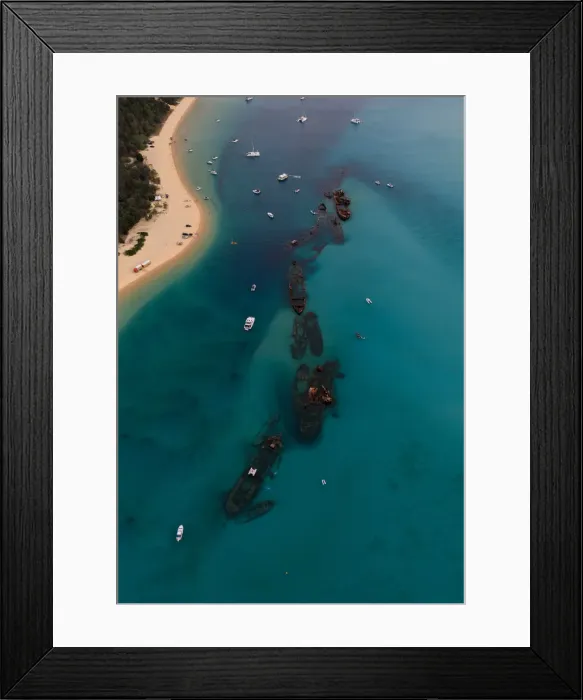 Framed Print : Tangalooma, Morton Island, from the air Framed Print : Tangalooma, Morton Island, from the air