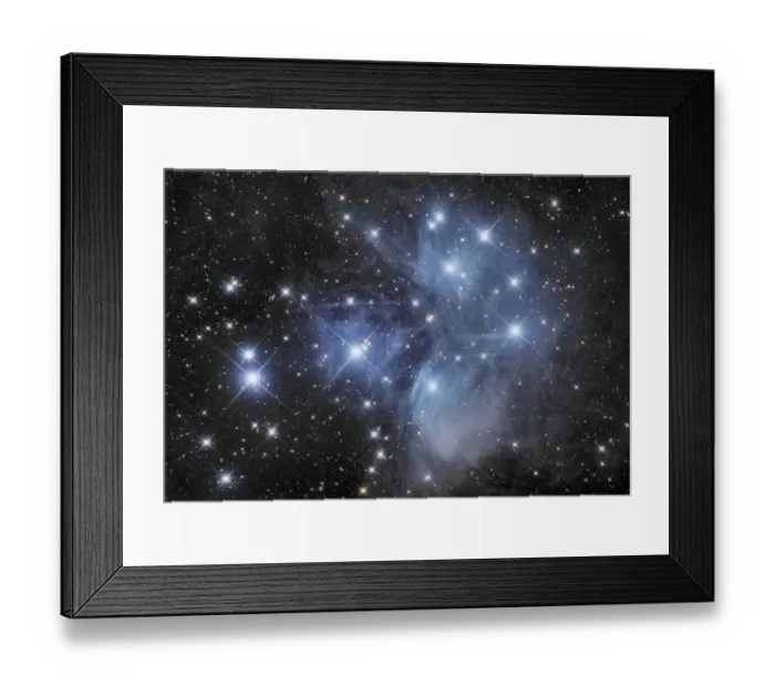 Framed Print : Pleiades. Star cluster with nebulosity