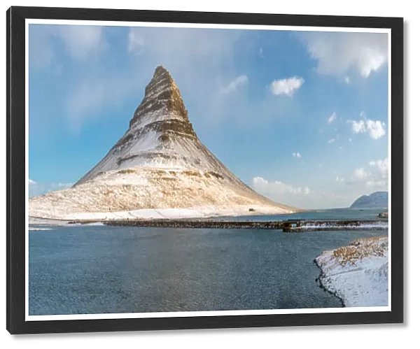 Kirkjufell Mountain on a clear day in Iceland