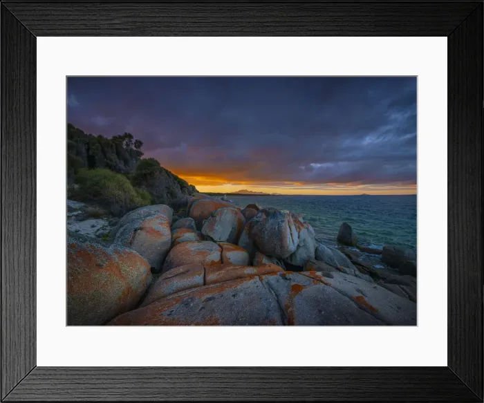 Framed Print : Sunrise at Blue Rocks on Flinders Island, Bass Strait, Tasmania