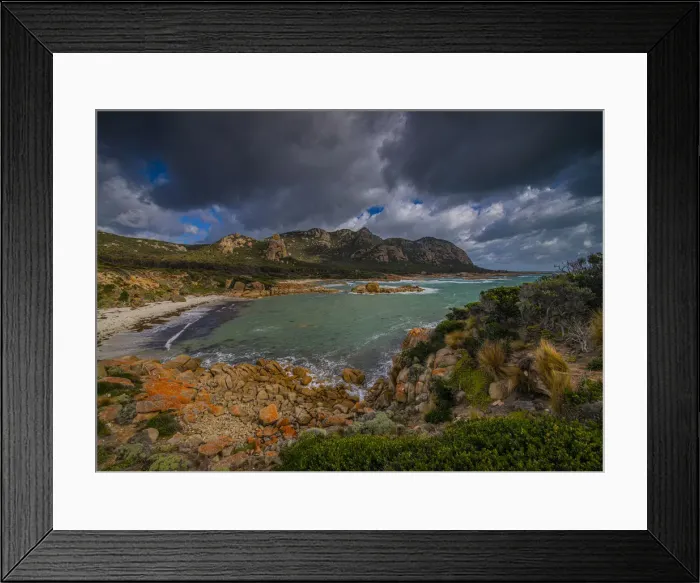 Framed Print : Dramatic light on the Docks on the west coastline of Flinders Island, Bass Strait, Tasmania Framed Print : Dramatic light on the Docks on the west coastline of Flinders Island, Bass Strait, Tasmania