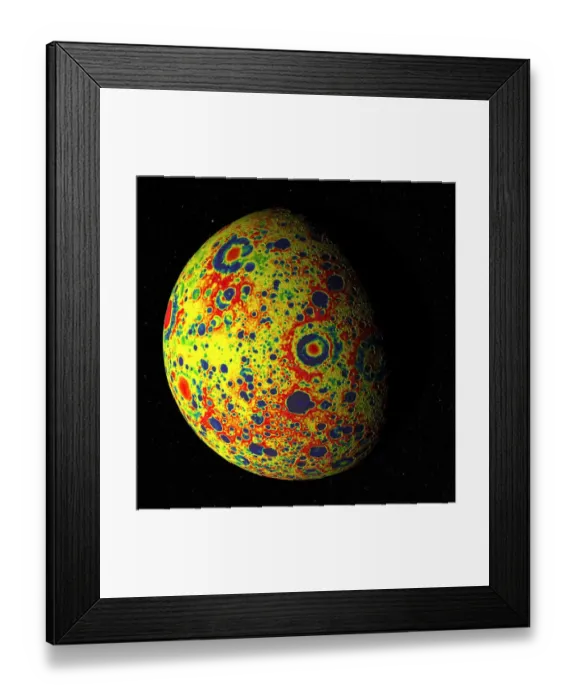 Framed Print : Free-Air Gravity Map of the Moon Framed Print : Free-Air Gravity Map of the Moon